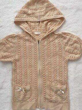 Liz Lisa beige knitted cardigan with bow details and hood ♡ rare ♡ deadstock